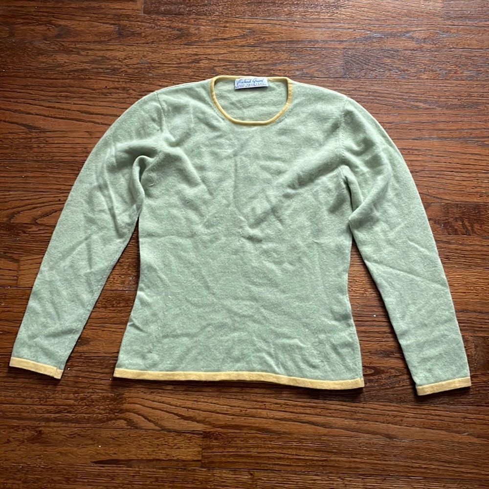 Richard Grand 100% Cashmere Green and Yellow Sweater